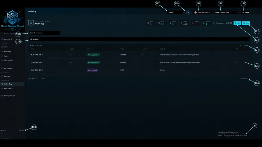 Backups — project backup grid